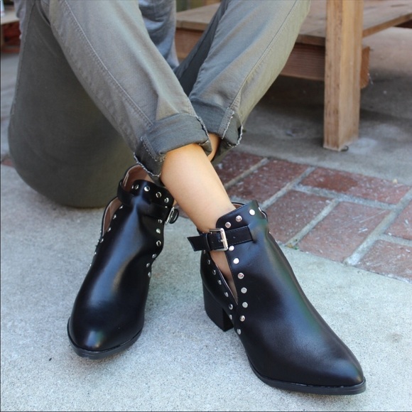 Edgy Side Cut Studded Booties - Picture 6 of 8